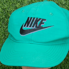 Load image into Gallery viewer, 1993 Nike 3D Swoosh Logo Embroidered Turquoise Green Purple Nylon SnapBack Cap - One Size