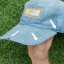 Load image into Gallery viewer, Reebok Large Box Logo Spell Out Embroidered Distressed Corduroy 6-Panel Cap - One Size