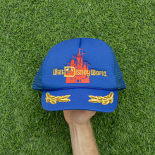 Load image into Gallery viewer, Walt Disney World Magic Kingdom Castle Embroidered Laurel Wreath Mesh Rope Trucker Snapback Cap - One Size