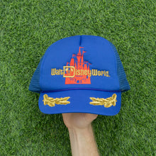 Load image into Gallery viewer, Walt Disney World Magic Kingdom Castle Embroidered Laurel Wreath Mesh Rope Trucker Snapback Cap - One Size