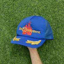 Load image into Gallery viewer, Walt Disney World Magic Kingdom Castle Embroidered Laurel Wreath Mesh Rope Trucker Snapback Cap - One Size