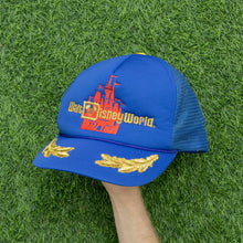 Load image into Gallery viewer, Walt Disney World Magic Kingdom Castle Embroidered Laurel Wreath Mesh Rope Trucker Snapback Cap - One Size