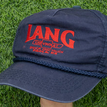 Load image into Gallery viewer, Lang Chevrolet Buick GMC Truck Embroidered Paola, KS Automobile Dealership Promotional Rope Trucker Snapback Cap - One Size