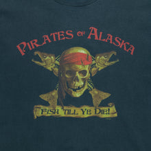 Load image into Gallery viewer, 2005 Pirates Of Alaska Fish Till Ye Die Pirates Of The Caribbean Parody Graphic Halloween T-Shirt - L