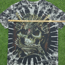 Load image into Gallery viewer, WiLD Skull Dragon Tie Dye Double Sided AOP Graphic Halloween T-Shirt - L