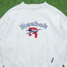Load image into Gallery viewer, Reebok Spell Out R Logo Embroidered Distressed Crewneck Sweatshirt - L/XL