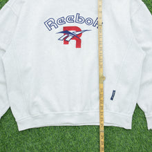 Load image into Gallery viewer, Reebok Spell Out R Logo Embroidered Distressed Crewneck Sweatshirt - L/XL