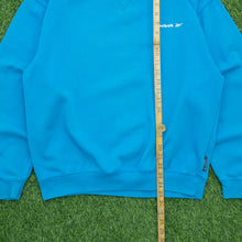Load image into Gallery viewer, Reebok Essentials Small Spell Out Logo Embroidered Oversized Boxy Crewneck Turquoise Blue Sweatshirt - S/M