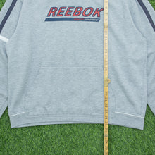 Load image into Gallery viewer, Reebok Athletic Department Spell Out Logo Taping Drawstring Pullover Boxy Grey Hoodie - XL