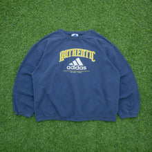 Load image into Gallery viewer, Women’s Adidas Athletic Spell Out Logo Graphic Boxy Crewneck Navy Sweatshirt - L (14)