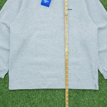 Load image into Gallery viewer, BNWT Women’s Reebok Essentials Small Spell Out Logo Embroidered Crewneck Grey Sweatshirt - M (12-14)