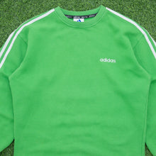 Load image into Gallery viewer, Adidas Small Spell Out 3-Stripe Embroidered Crewneck Green Sweatshirt - M