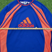 Load image into Gallery viewer, Adidas Basketball Embroidered Logo Mesh Pullover Oversized Crewneck Blue Sweatshirt - XL