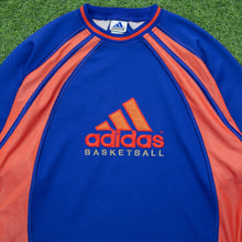 Load image into Gallery viewer, Adidas Basketball Embroidered Logo Mesh Pullover Oversized Crewneck Blue Sweatshirt - XL