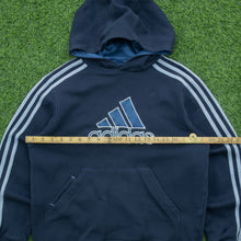 Load image into Gallery viewer, Women’s 2007 Adidas 3-Stripes Embroidered Mesh Logo Pullover Navy Hoodie - S (8-10)
