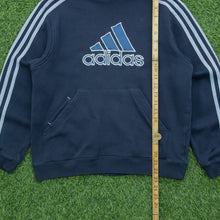 Load image into Gallery viewer, Women’s 2007 Adidas 3-Stripes Embroidered Mesh Logo Pullover Navy Hoodie - S (8-10)