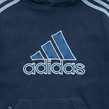 Load image into Gallery viewer, Women’s 2007 Adidas 3-Stripes Embroidered Mesh Logo Pullover Navy Hoodie - S (8-10)