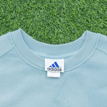 Load image into Gallery viewer, Women’s 2001 Adidas Spell Out Embroidered Logo Boxy Crewneck Light Blue Sweatshirt - M (10-12)