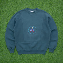 Load image into Gallery viewer, Adidas Golf Laurel Wreath Embroidered Logo Panel Crewneck Teal Blue Sweatshirt - L (40/42)