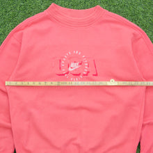 Load image into Gallery viewer, 1993 Nike USA Sports And Fitness Embroidered Logo Mock Neck Boxy Crewneck Pink Sweatshirt - L