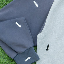 Load image into Gallery viewer, Women’s 2003 Nike Spell Out Small Swoosh Embroidered Mesh Logo Piping Zip Up Raglan Grey Navy Hoodie - L (12-14)