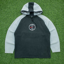 Load image into Gallery viewer, 1998 Nike Hoops Basketball Small Swoosh Embroidered Logo Drawstring Raglan Black Grey Hoodie - M