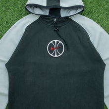 Load image into Gallery viewer, 1998 Nike Hoops Basketball Small Swoosh Embroidered Logo Drawstring Raglan Black Grey Hoodie - M