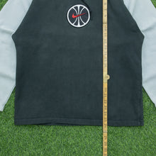 Load image into Gallery viewer, 1998 Nike Hoops Basketball Small Swoosh Embroidered Logo Drawstring Raglan Black Grey Hoodie - M
