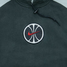 Load image into Gallery viewer, 1998 Nike Hoops Basketball Small Swoosh Embroidered Logo Drawstring Raglan Black Grey Hoodie - M