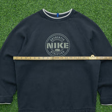 Load image into Gallery viewer, Women’s 2000 Nike Spell Out Authentic Athletics Graphic Logo Crewneck Black Sweatshirt - M/L (12-14)