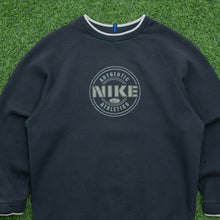 Load image into Gallery viewer, Women’s 2000 Nike Spell Out Authentic Athletics Graphic Logo Crewneck Black Sweatshirt - M/L (12-14)