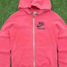 Load image into Gallery viewer, Women’s Nike Track & Field Swoosh Graphic Logo Zip Up Pink Hoodie - M (10-12)
