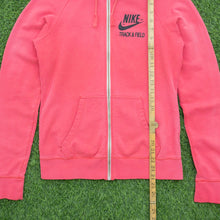 Load image into Gallery viewer, Women’s Nike Track & Field Swoosh Graphic Logo Zip Up Pink Hoodie - M (10-12)