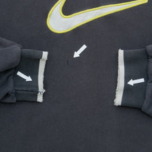Load image into Gallery viewer, 1998 Nike Large Swoosh Embroidered Logo Varsity V-Neck Black Yellow Sweatshirt - XL