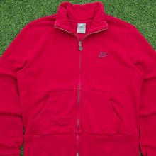 Load image into Gallery viewer, Women’s 2008 Nike Small Swoosh Embroidered Logo Fitted Zip Up Red Jumper - L (14-16)