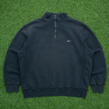 Load image into Gallery viewer, 2004 Nike Small Swoosh Embroidered Logo 1/4 Quarter Zip Black Jumper - XL