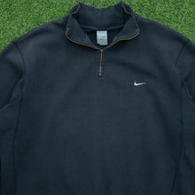 Load image into Gallery viewer, 2004 Nike Small Swoosh Embroidered Logo 1/4 Quarter Zip Black Jumper - XL