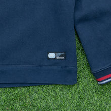 Load image into Gallery viewer, 2003 Nike Spell Out Embroidered Logo Piping Boxy Crewneck Navy Sweatshirt - L