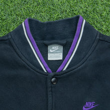Load image into Gallery viewer, 2010 Nike Small Swoosh Logo Embroidered Button Up Ribbed Varsity Black Jumper - S
