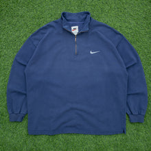 Load image into Gallery viewer, 1997 Nike Small Swoosh Embroidered Logo Quarter Zip Navy Jumper - XL