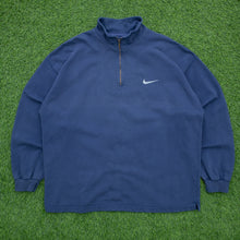 Load image into Gallery viewer, 1997 Nike Small Swoosh Embroidered Logo Quarter Zip Navy Jumper - XL
