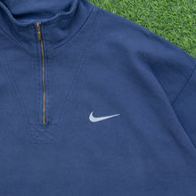 Load image into Gallery viewer, 1997 Nike Small Swoosh Embroidered Logo Quarter Zip Navy Jumper - XL