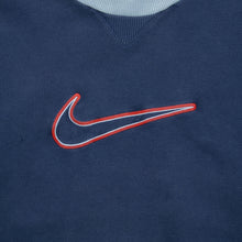 Load image into Gallery viewer, 1999 Nike Large Swoosh Embroidered Logo Boxy Crewneck Navy Sweatshirt - L