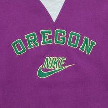 Load image into Gallery viewer, 1990 Nike Oregon USA Spell Out Embroidered Swoosh Logo Raglan Mock Crewneck Purple Sweatshirt - S