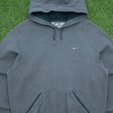 Load image into Gallery viewer, 2007 Nike Small Swoosh Embroidered Logo Drawstring Raglan Grey Hoodie - M