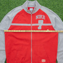 Load image into Gallery viewer, 2005 Nike Athletic 7 Small Spell Out Graphic Mesh Logo Embroidered Stripe Taping Raglan Red Zip Up Jumper - M