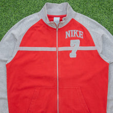 Load image into Gallery viewer, 2005 Nike Athletic 7 Small Spell Out Graphic Mesh Logo Embroidered Stripe Taping Raglan Red Zip Up Jumper - M