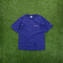 Load image into Gallery viewer, (1994) Champion Script Spell Out Chest Logo Graphic Single Stitch Navy T-Shirt- M