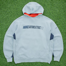 Load image into Gallery viewer, 2004 Nike Athletic 71 Spell Out Graphic Small Swoosh Embroidered Grey Hoodie - L
