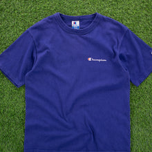 Load image into Gallery viewer, (1994) Champion Script Spell Out Chest Logo Graphic Single Stitch Navy T-Shirt- M